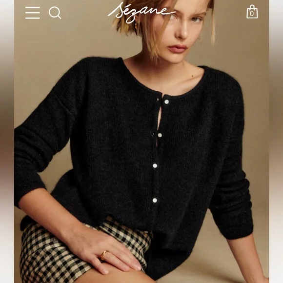 Bundle of 3 Sezane Gaspard cardigans, black (NWT)/red/light beige (NWT), all xxs - Picture 6 of 8